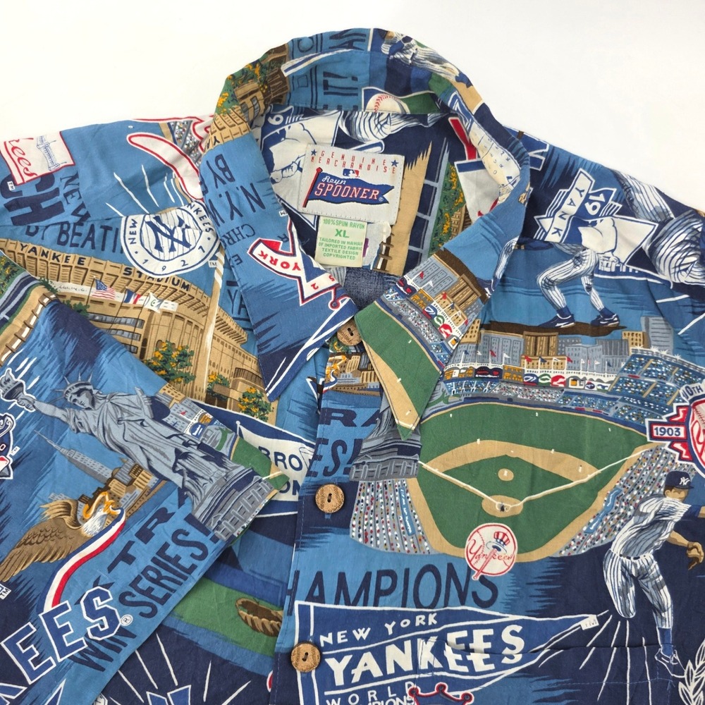 Reyn‎ Spooner New York Yankees MLB Aloha Button Up Baseball Shirt Mens XL